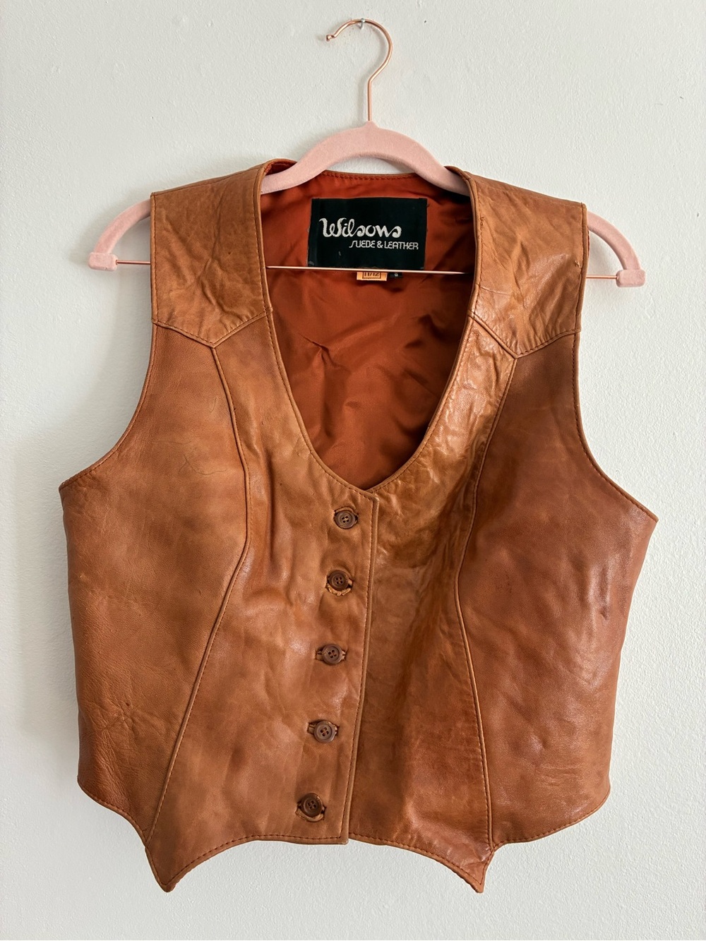 Wilson Tan Leather Button Vest